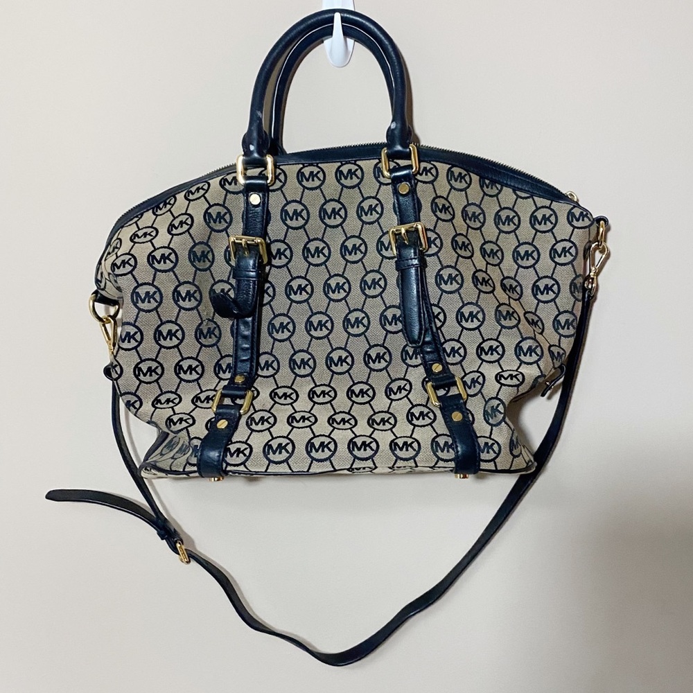 Michael Kors black purse with gold accents